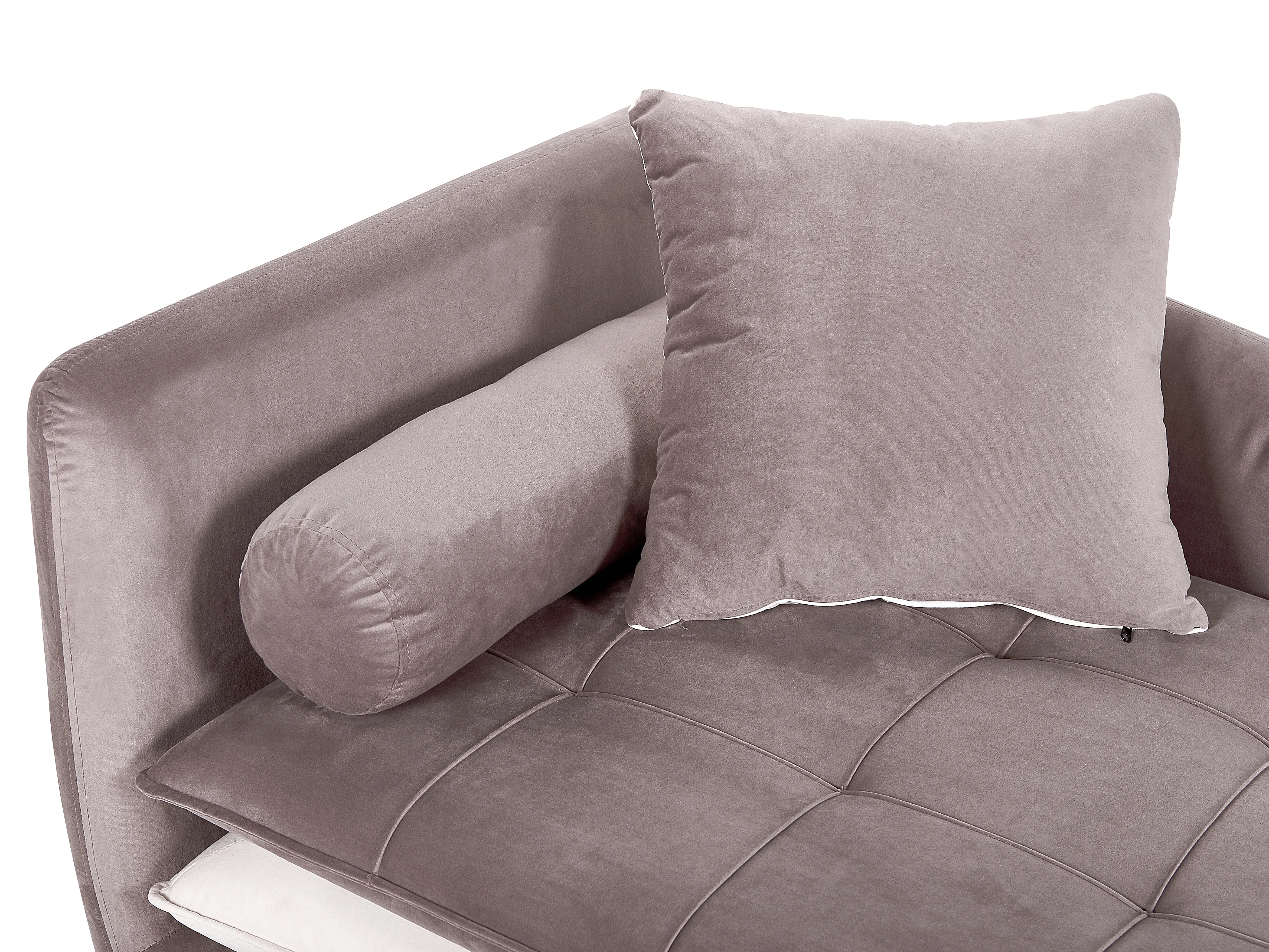 Linkszijdige chaise longue GONESSE Fluweel Lichtbruin