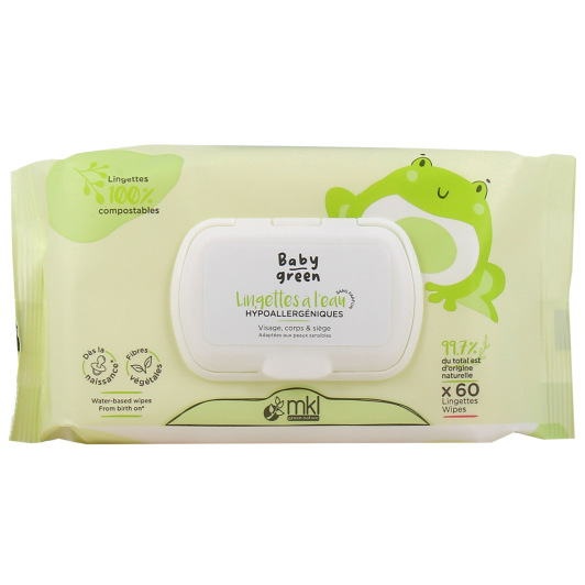 MKL Baby Green lingettes bébé à l'eau bio - 100% compostables