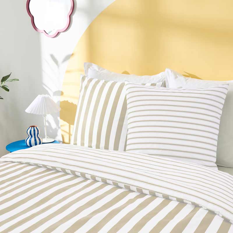Parure de lit à rayures 'Lucien' beige