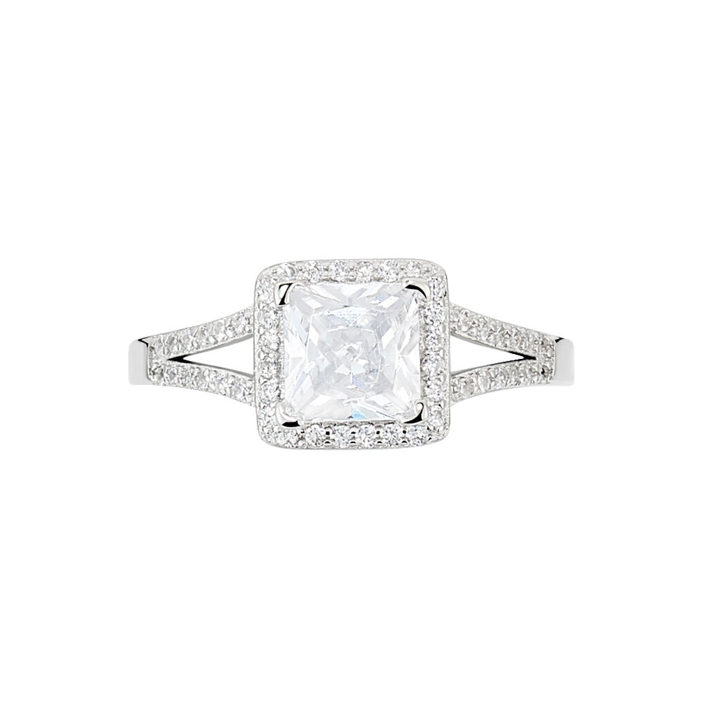 Bague Solitaire Wilona Argent Blanc Oxyde De Zirconium