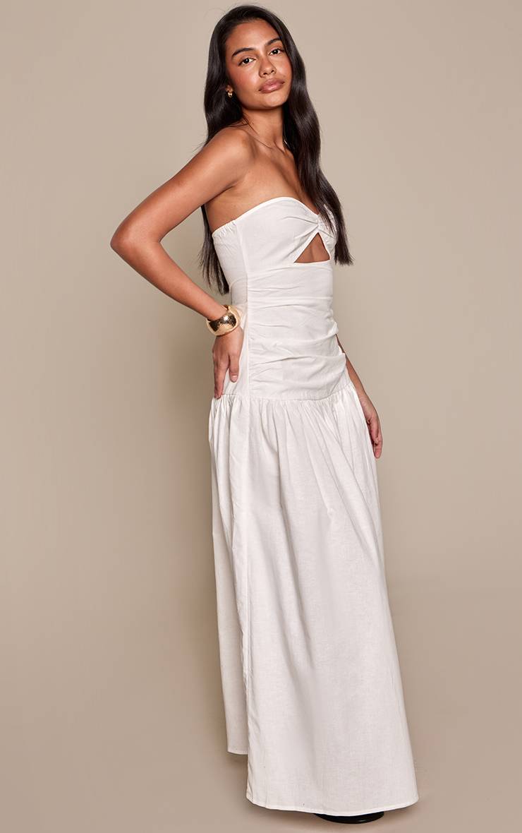 Blanc Robe Maxi Bandeau Aspect Lin Avec Détail Découpe À La Poitrine
