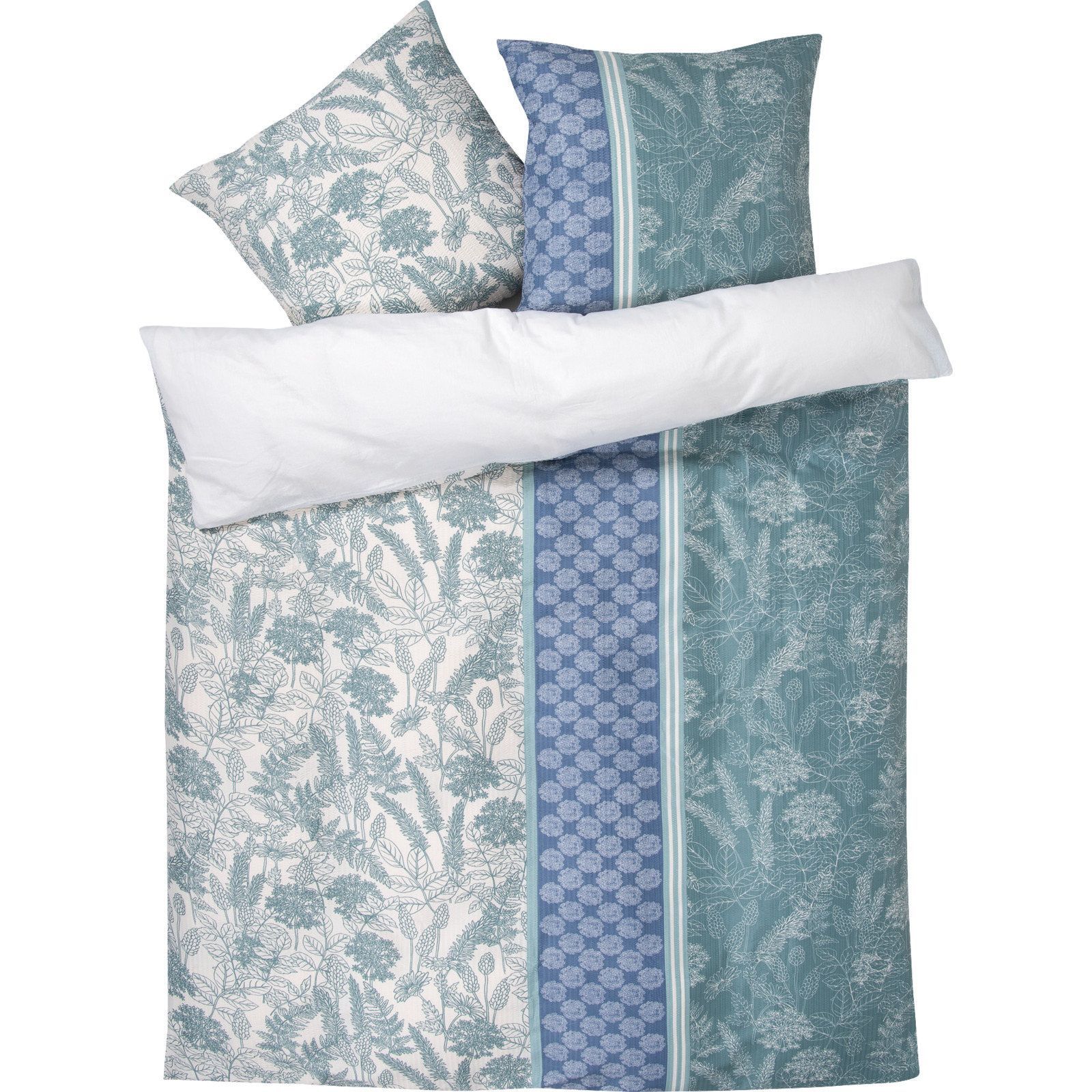 Bettwäsche Micro Seersucker mit Blumenmuster mint 160x210 65x100 Bettanzug Nord