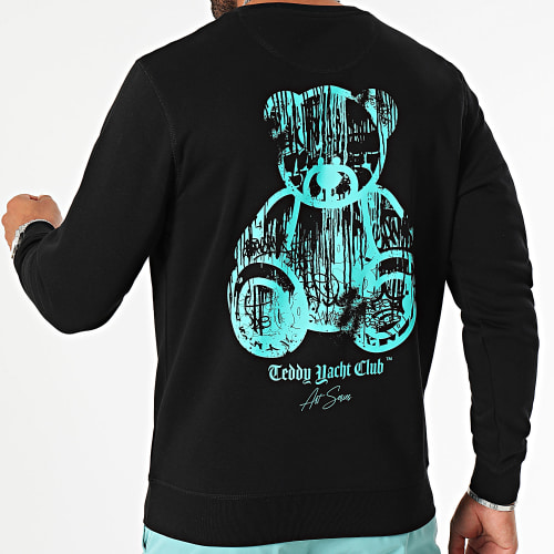 Sweat Crewneck Art Series Dripping Noir Turquoise