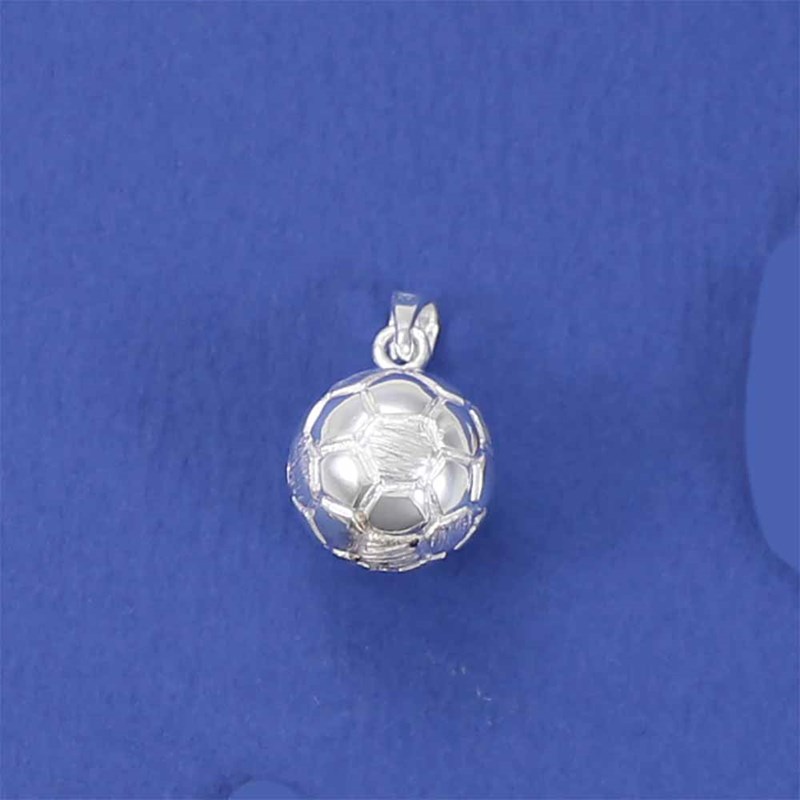 Pendentif ballon de foot grand modèle - Argent massif