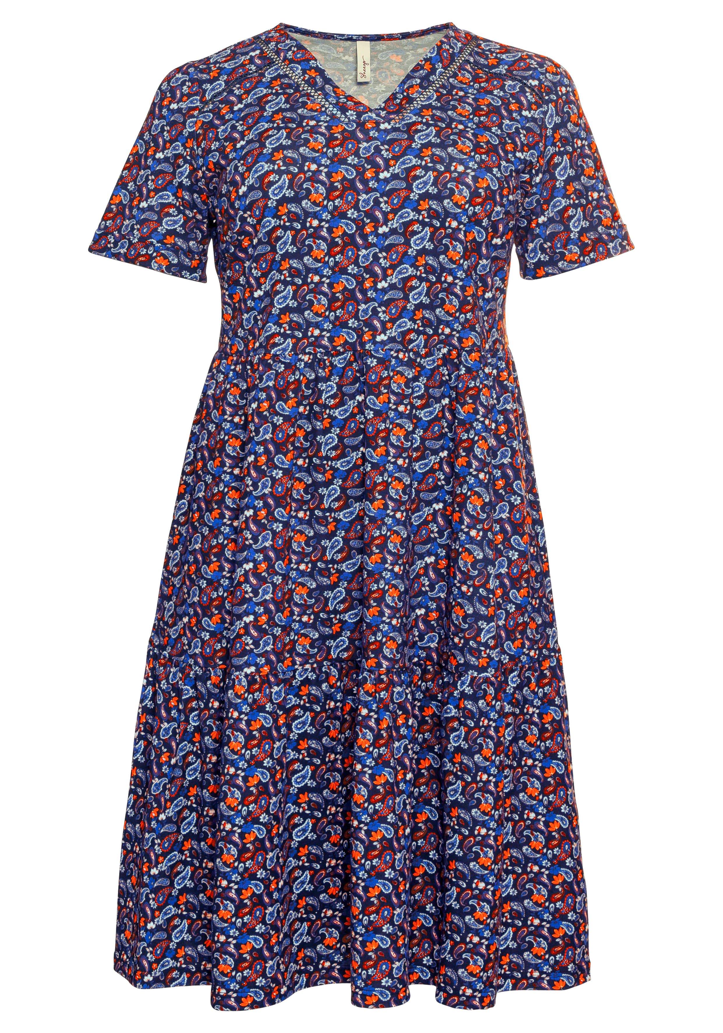 Shirtkleid mit Paisleydruck und Lochspitze