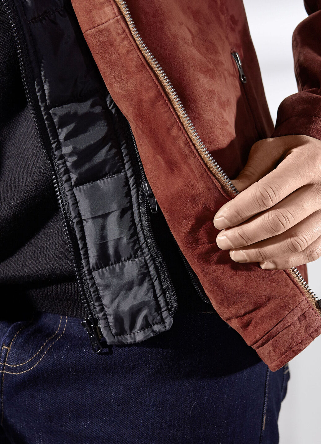 Lederkurzjacke mit Innentaschen