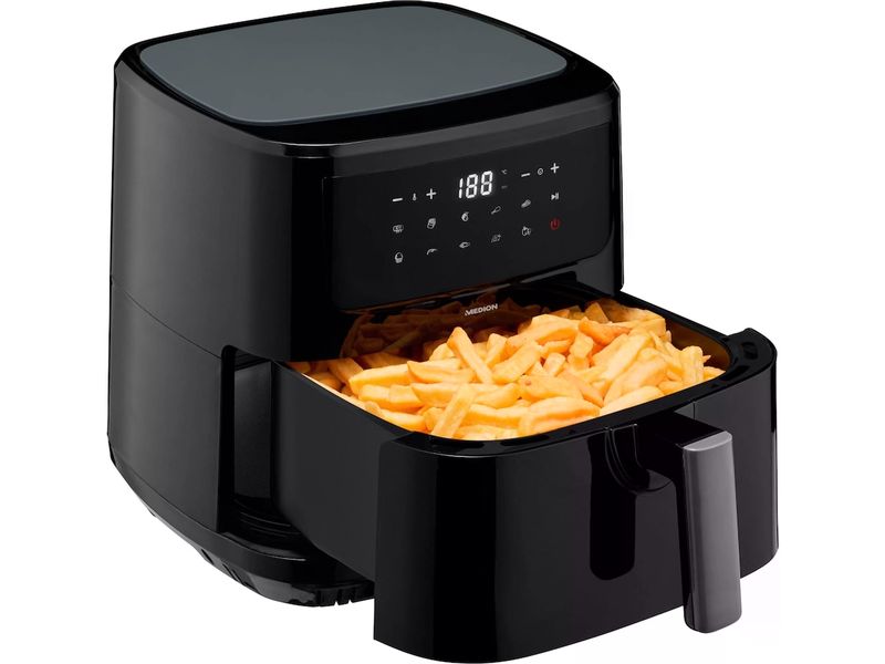 Medion Heissluft-Fritteuse MD 11750 7.2 l, Schwarz Fritteuse mit hochwertiger Corflon-Ultra-Antihaftbeschichtung