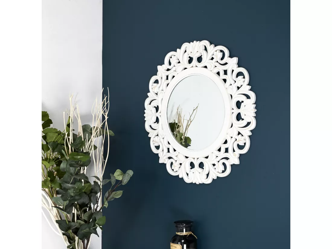 Miroir Mural en Bois Sculpté 