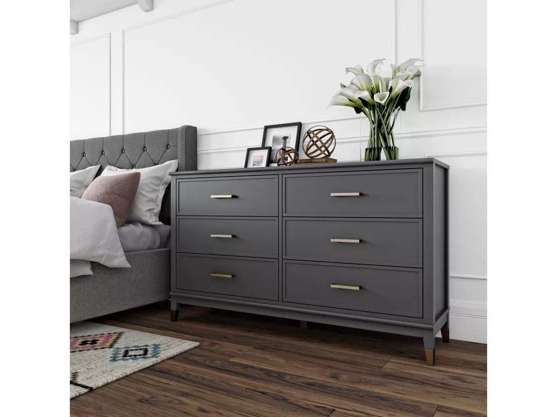 Westerleigh | Commode à 6 tiroirs en MDF gris graphite