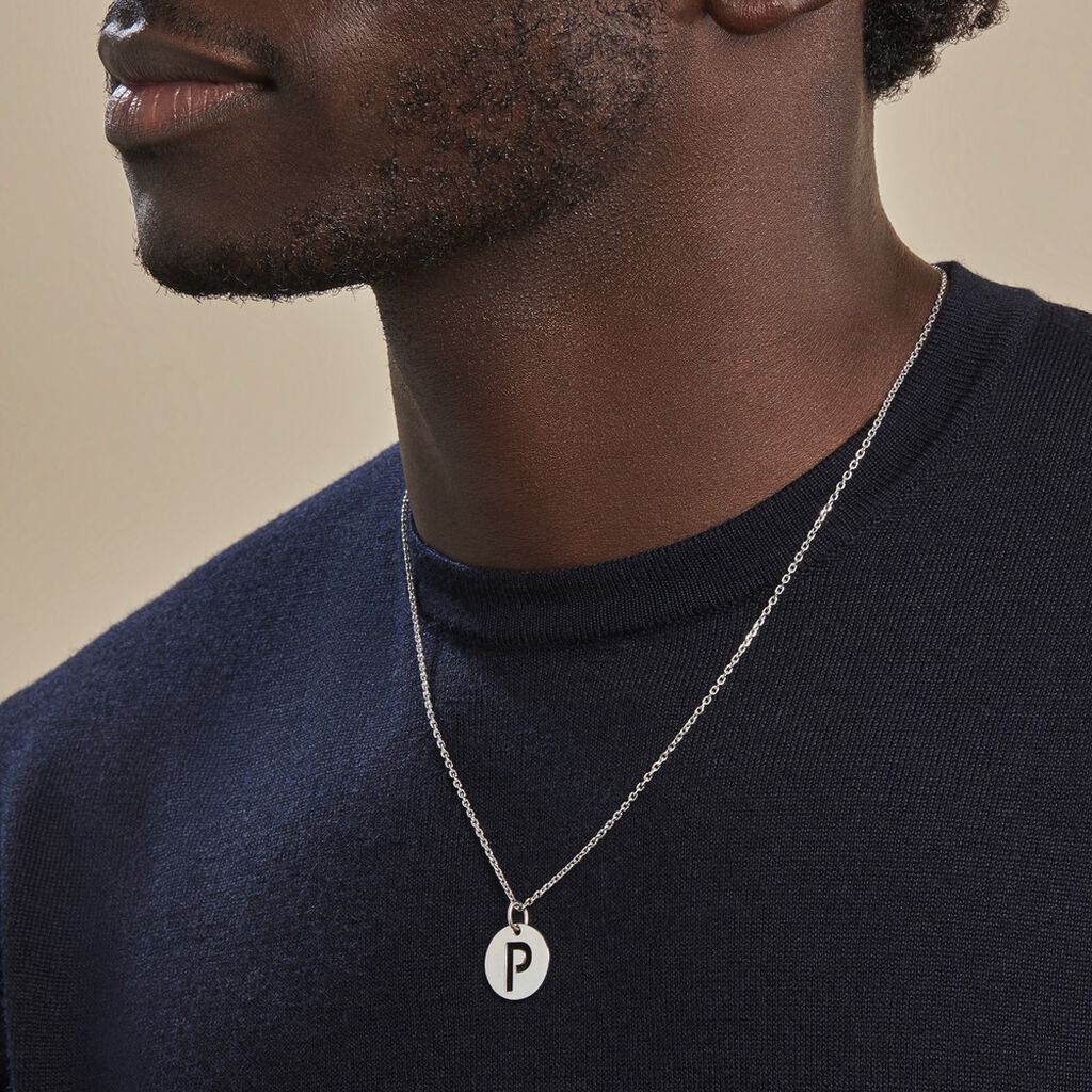 Pendentif Elio P Argent Blanc
