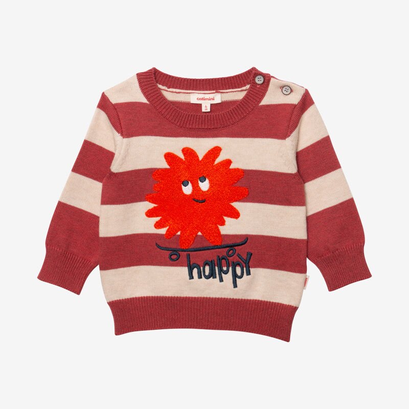 Pull bébé garçon rayures graphiques rouge Catimini Rouge