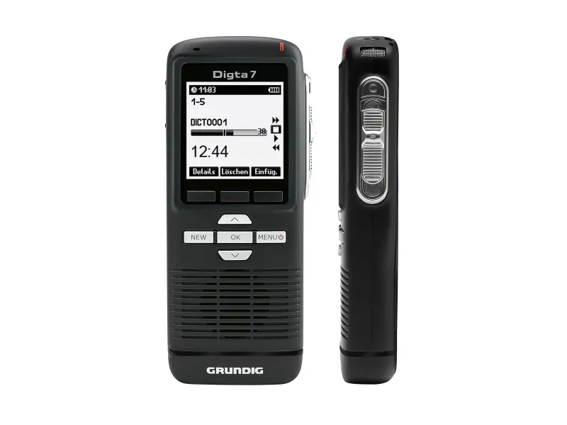 Grundig Digta 7 Stand-Alone Kit, 25 t, Quality Play (QP), Standard afspilning (SP), DSS, MP3, WAV, 200 - 7500 Hz, 64 - 192 Kbit/s, LCD