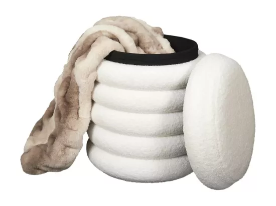 FLOKI - Pouf-Coffre Ø37cm Matelassé Blanc
