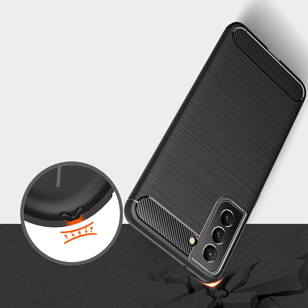 Samsung Galaxy S21 FE 5G Gummi Case Schutzhülle Carbon Look - Schwarz