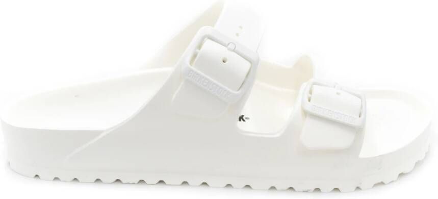 Birkenstock Witte Rubberen Slipper Dubbele Gespsluiting White