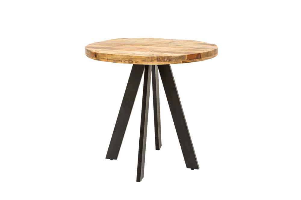 Massiver Esstisch IRON CRAFT 100cm rund natur Mangoholz schwarzes Metallgestell