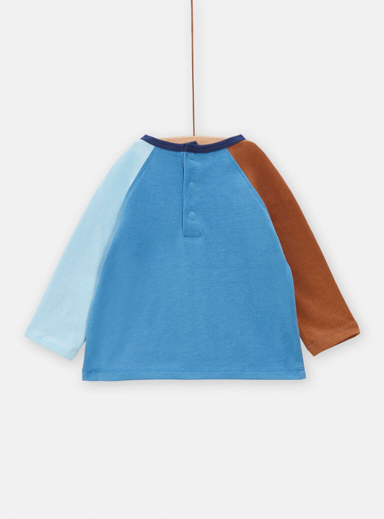 T-shirt bleu à manches contrastées pour bébé garçon