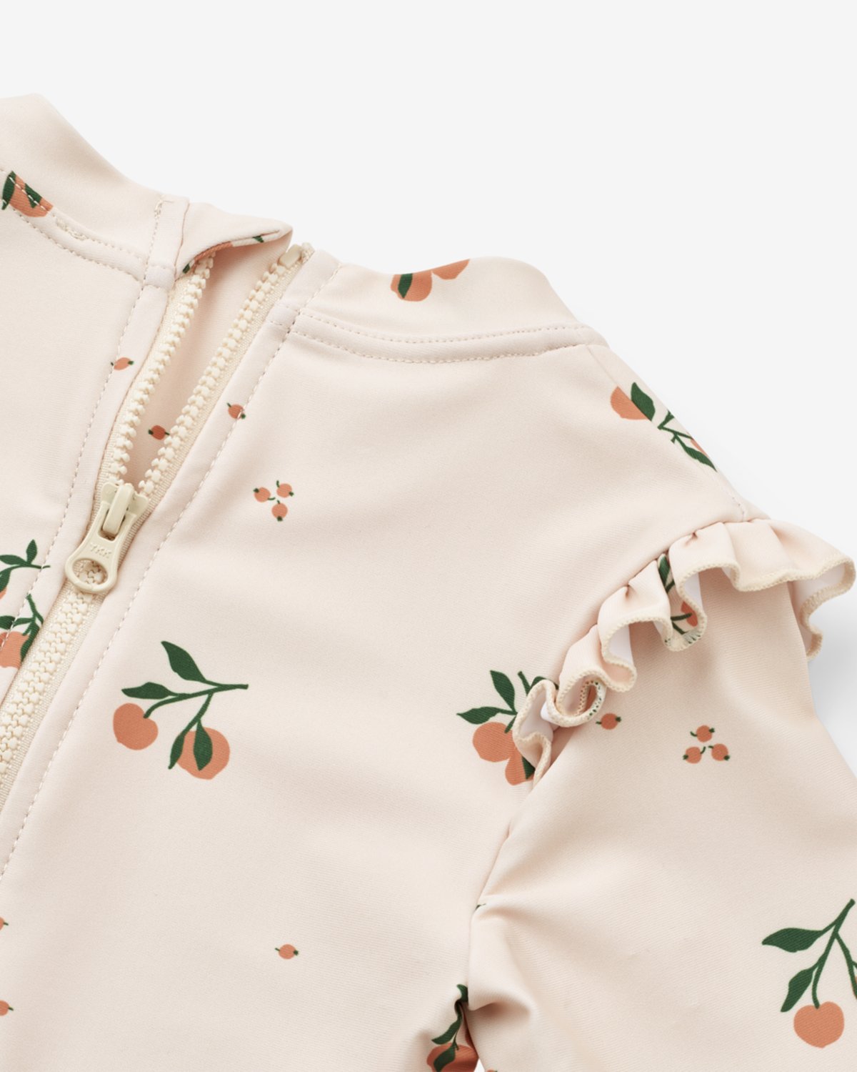 Badedrakt med Armer og Volanger – UV drakt UPF 40+ | Sille Printed Swimsuit