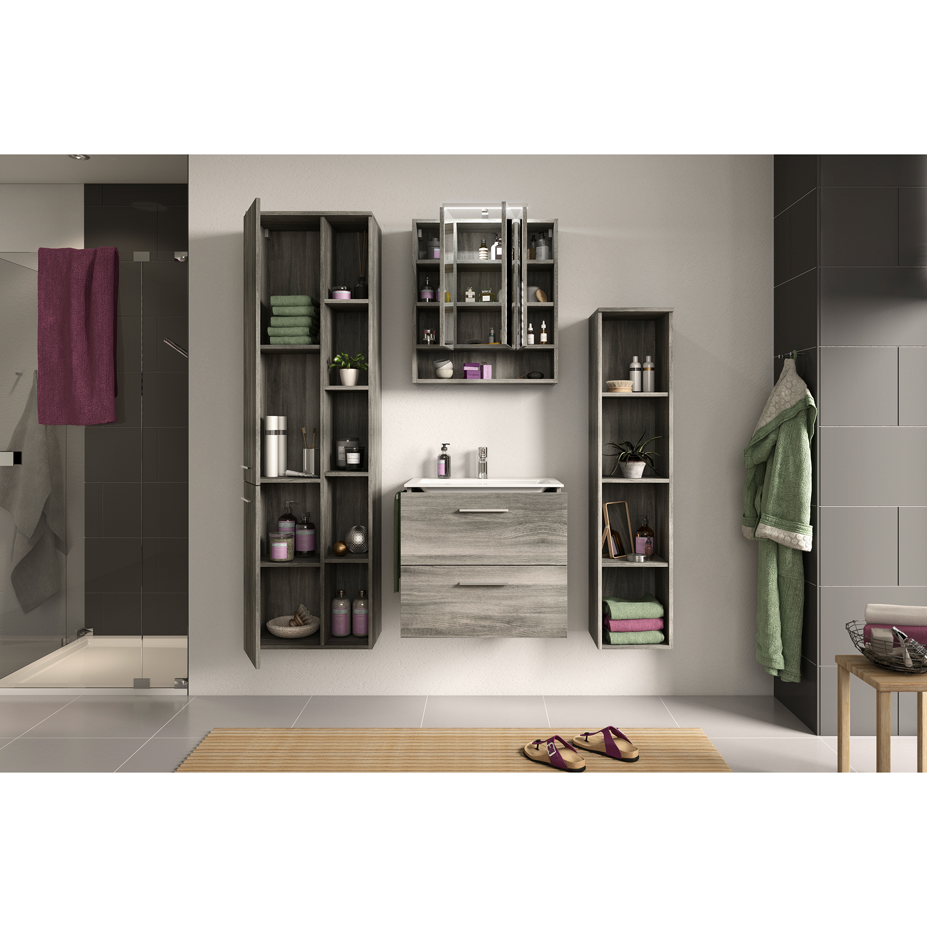 Hängeschrank YORK - Rauchsilber - 50 cm
