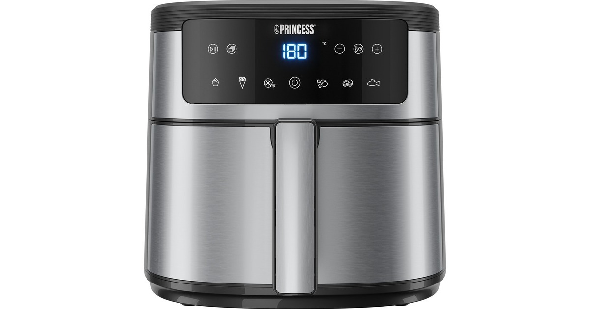 PrincessDigitale Airfyer 6L heteluchtfriteuse  (Zwart/zilver, 6 liter)