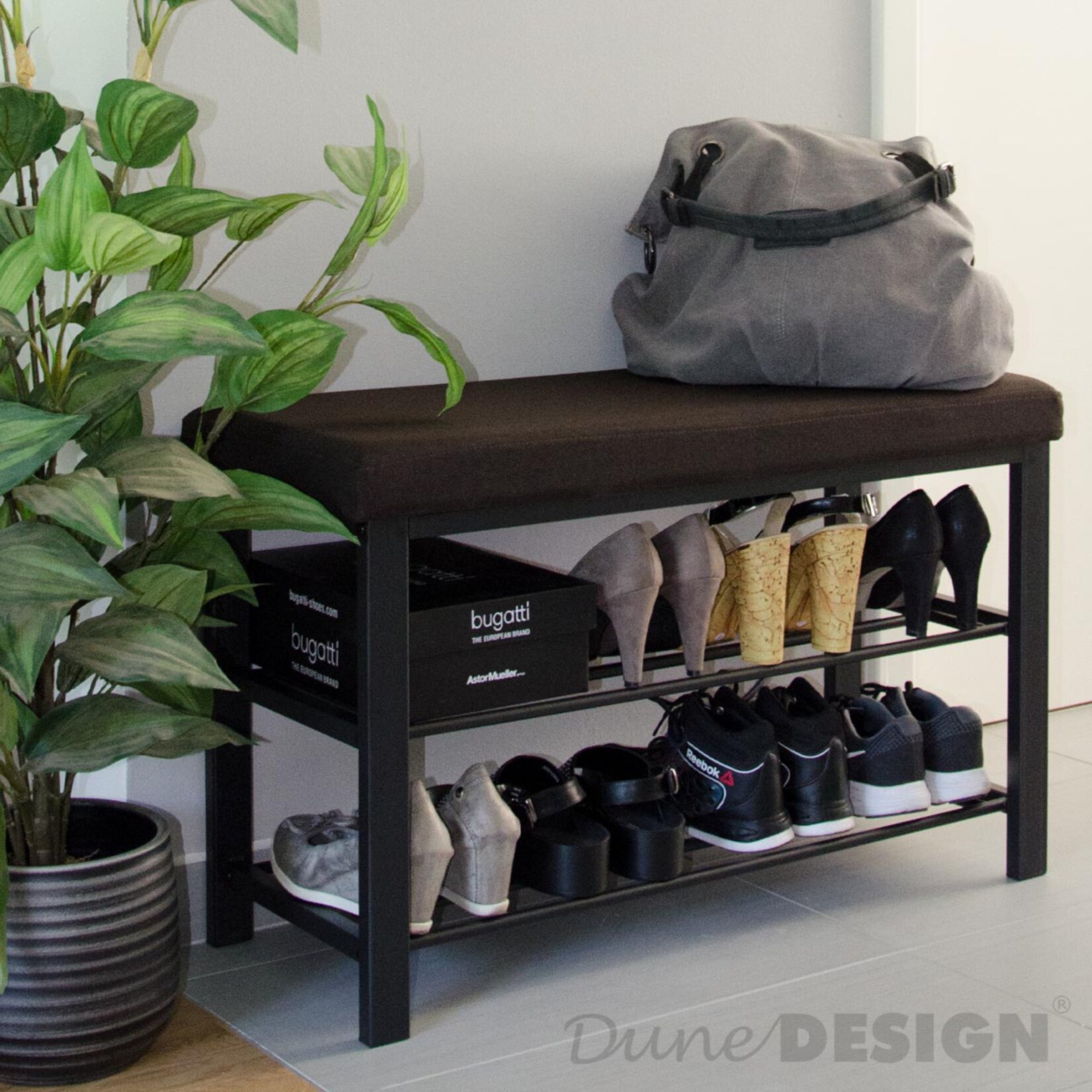 Schuhregal offener Schuhschrank 2 Böden stabile Sitzbank Schuhbank Schuhablage