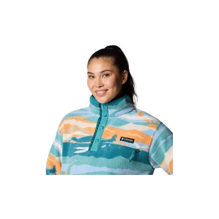 Columbia W Helvetia II Printed Cropped Half Snap Teal Rogue Valley