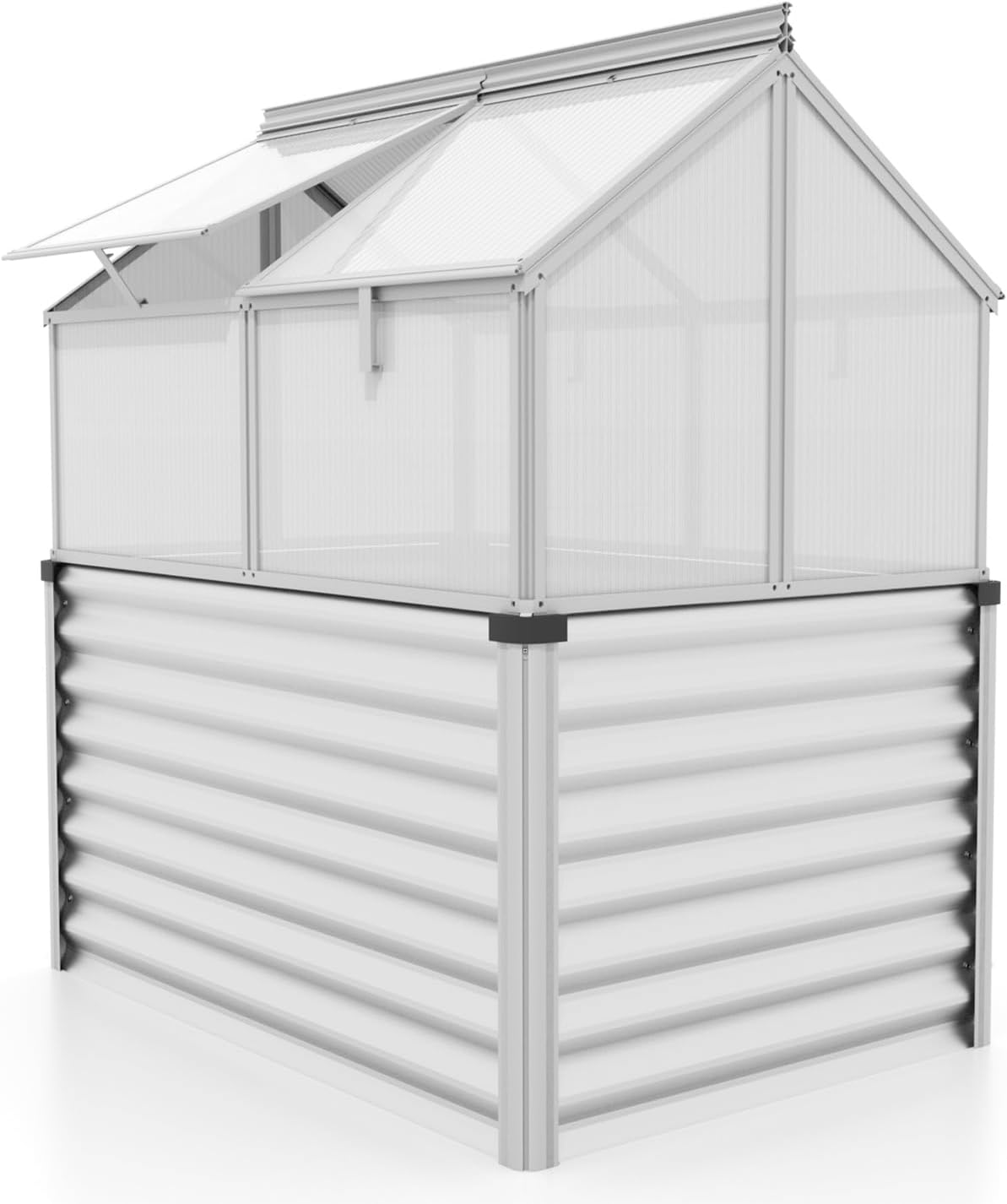 Vitavia Hochfrühbeet Paris | Hochbeet & Frühbeet in Einem | Aluminium Eloxiert | 4 mm Hohlkammerplatten | Wetterfest, Verstellbare Dachfenster & Abnehmbarer Aufsatz | Optimale Wachstumsbedingungen