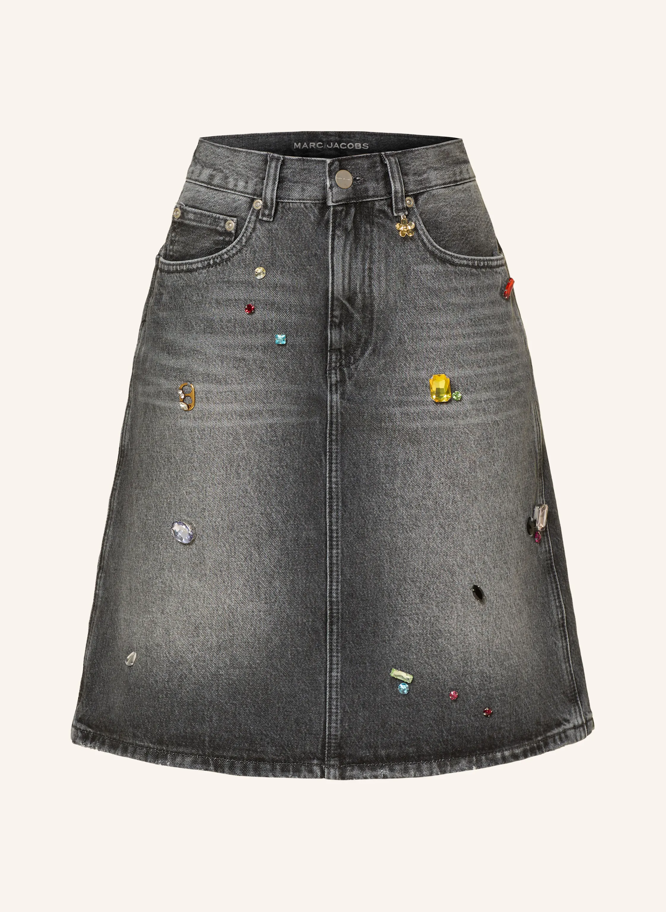 MARC JACOBS Jeansrock mit Schmucksteinen