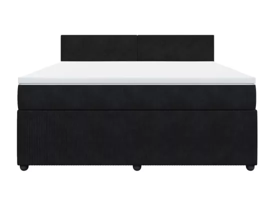 Sommier à lattes de lit avec matelas Noir 180x200 cm Velours