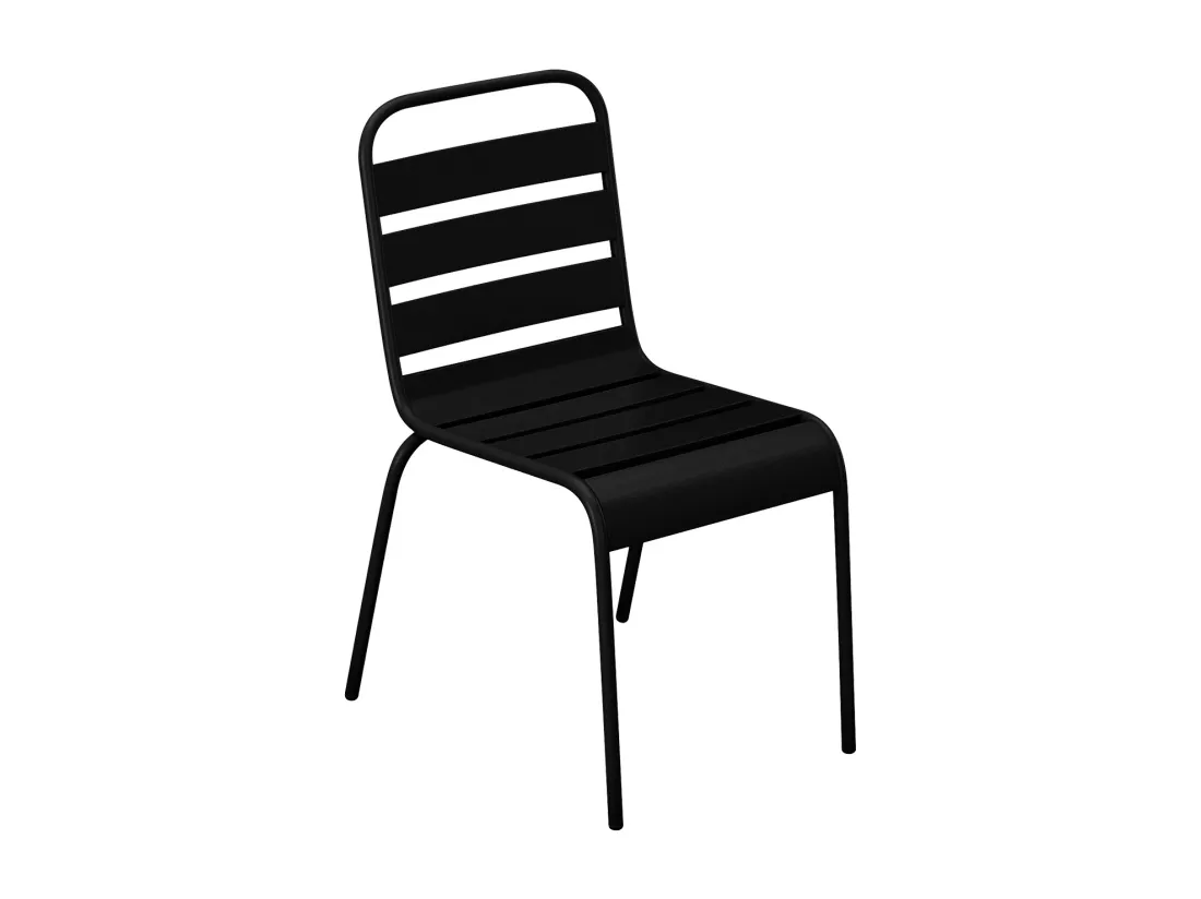 Lot de 2 chaises de jardin empilables en métal - Noir - MIRMANDE de MYLIA