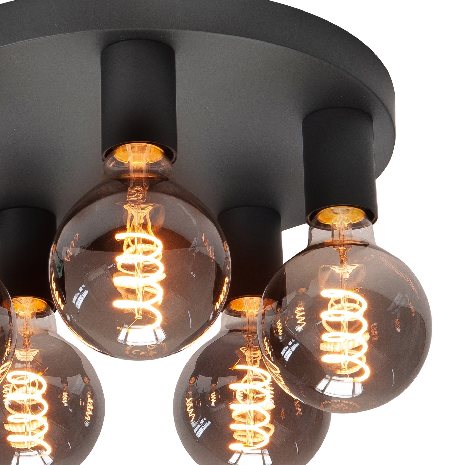 Highlight Plafondlamp Basic Zwart 5 lichts Ã 30cm E27