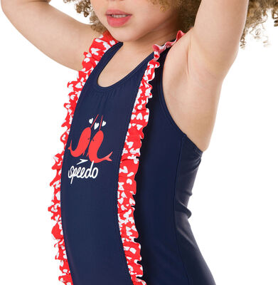 Speedo Spashmaster Frill Badedrakt, Navy/Red