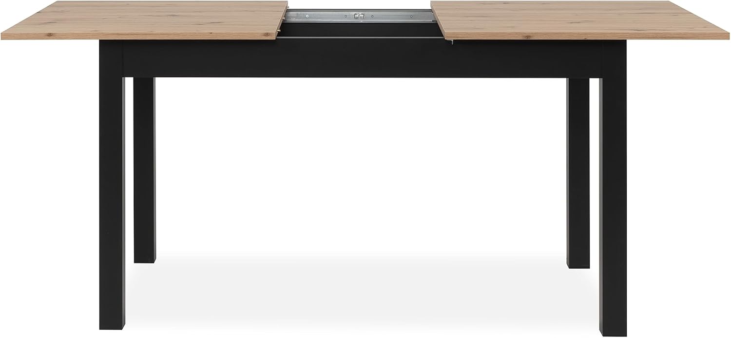 möbelando Esstisch >Coburg< ausziehbar 180cm, Artisan Eiche/Schwarz - 140/180x76,5x80 (BxHxT)