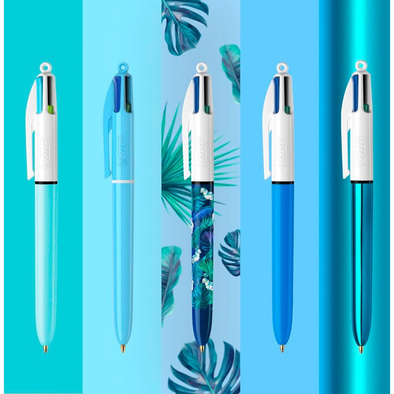 Stylo bille Bic 4 couleurs Collector rétracatable pointe 1 mm - écriture moyenne - Coffret de 15