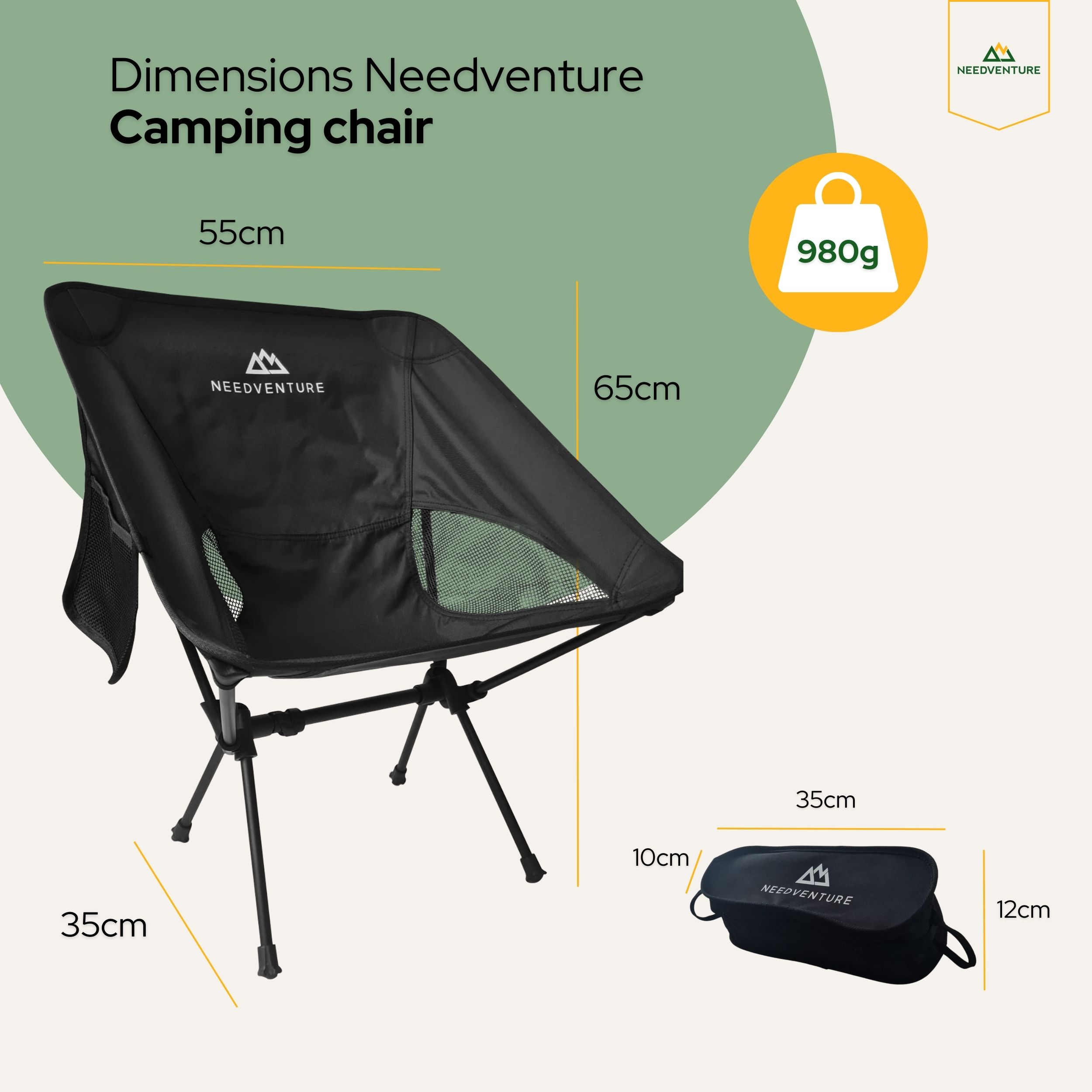 Needventure opvouwbare kampeerstoel - Black