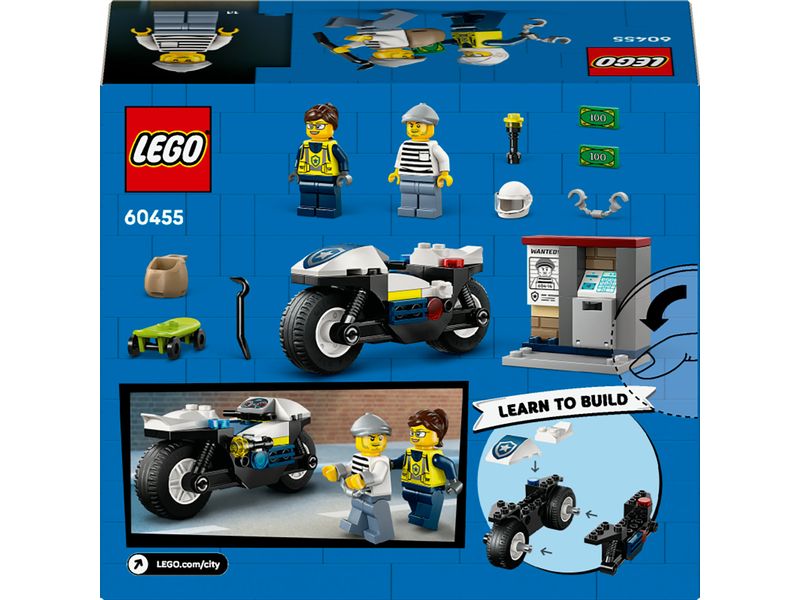 LEGO® City Verfolgungsjagd mit dem Polizeimotorrad 60455 Polizei-Spielset für Kinder