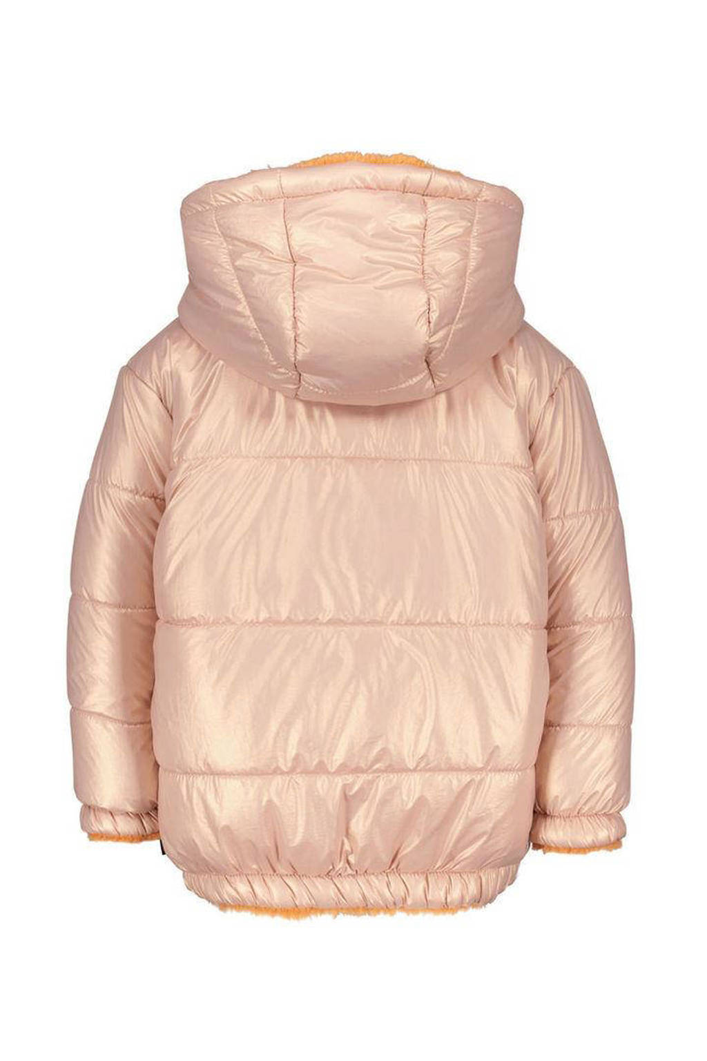 Like Flo reversible winterjas met imitatiebont oranje/metallic roze