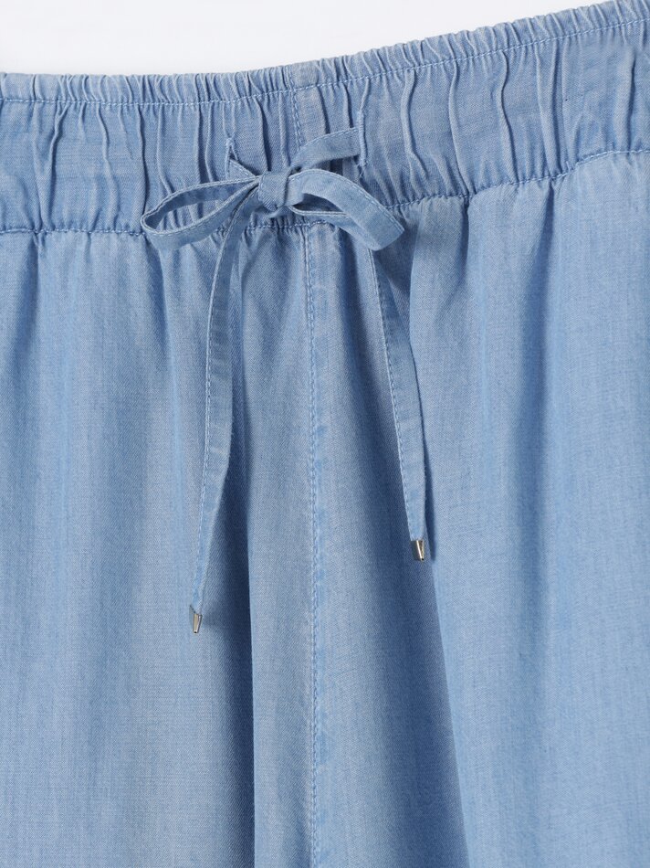 Calças culote em denim leve - Índigo