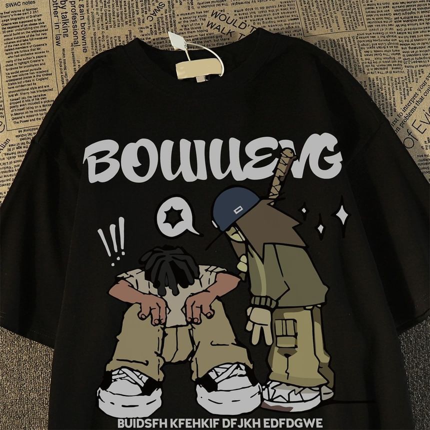 Bay Go Mall - T-shirt met korte mouwen, ronde hals en grafische print