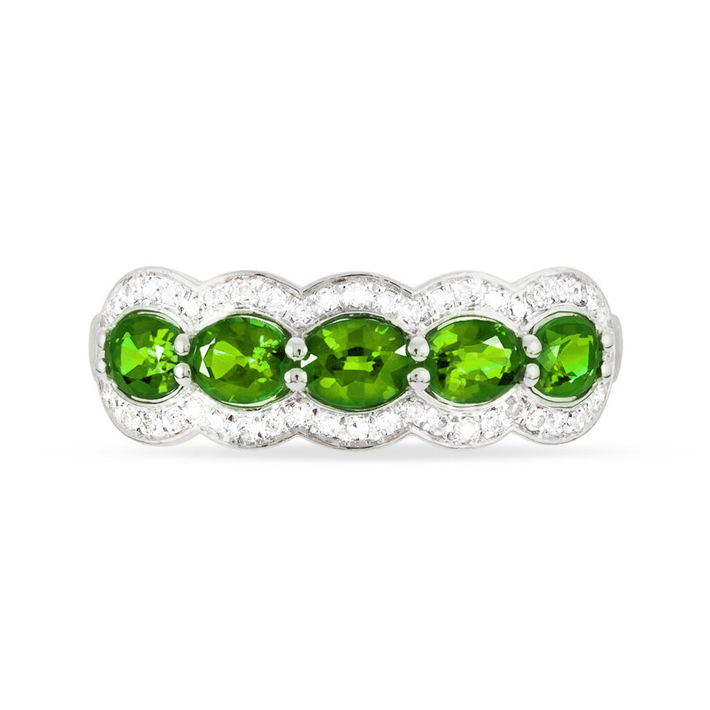 Bague Margaux Or Blanc Péridot Et Diamant