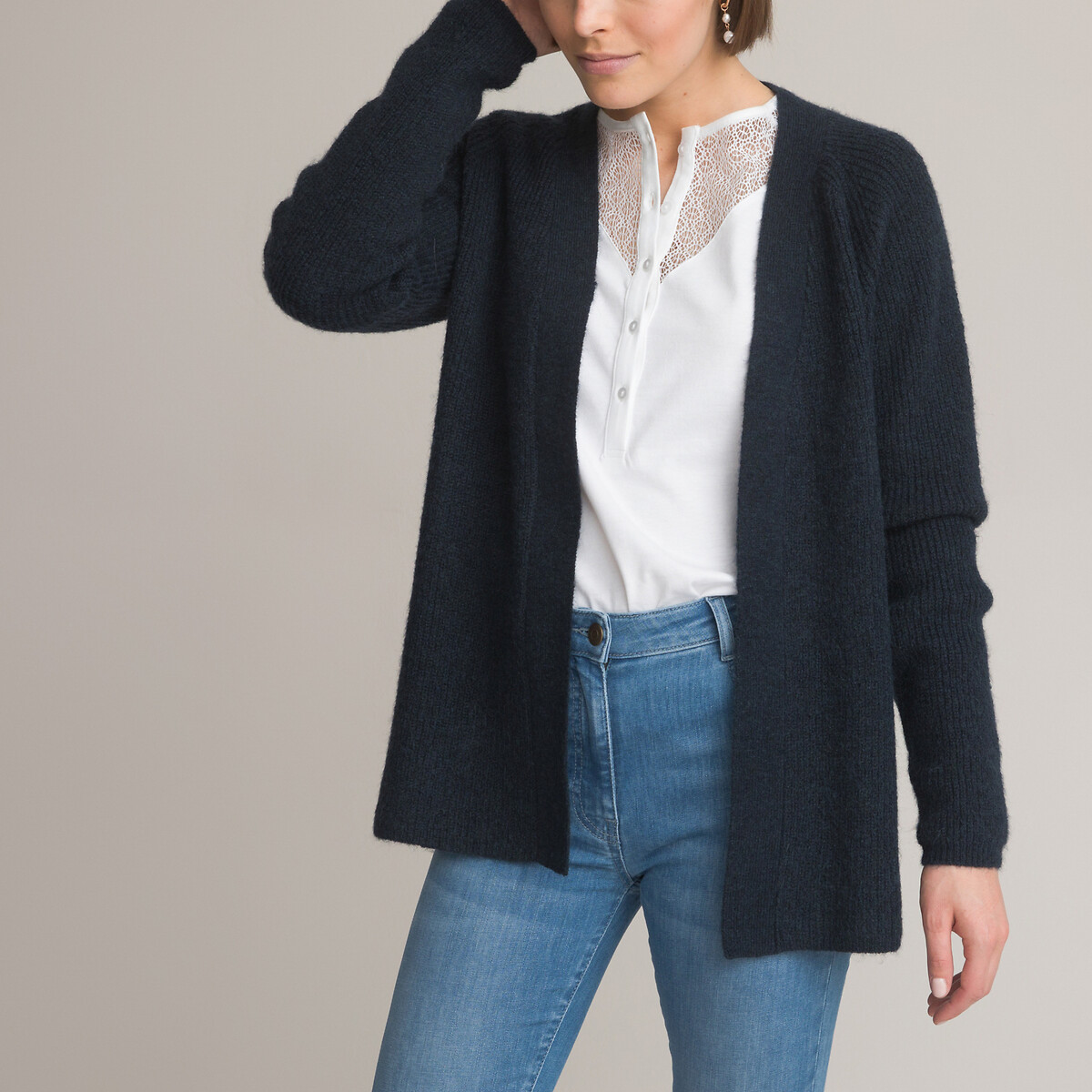 ANNE WEYBURN<br>Cardicool em tricô grosso