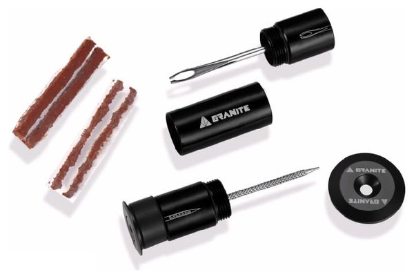 Kit de Réparation Tubeless Granite Design Avec Embouts de Guidon Noir   4 Mèches