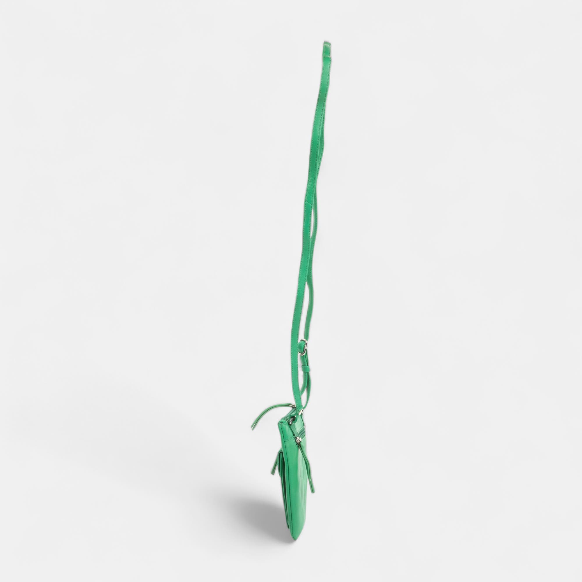 Pochette pour téléphone en cuir vert