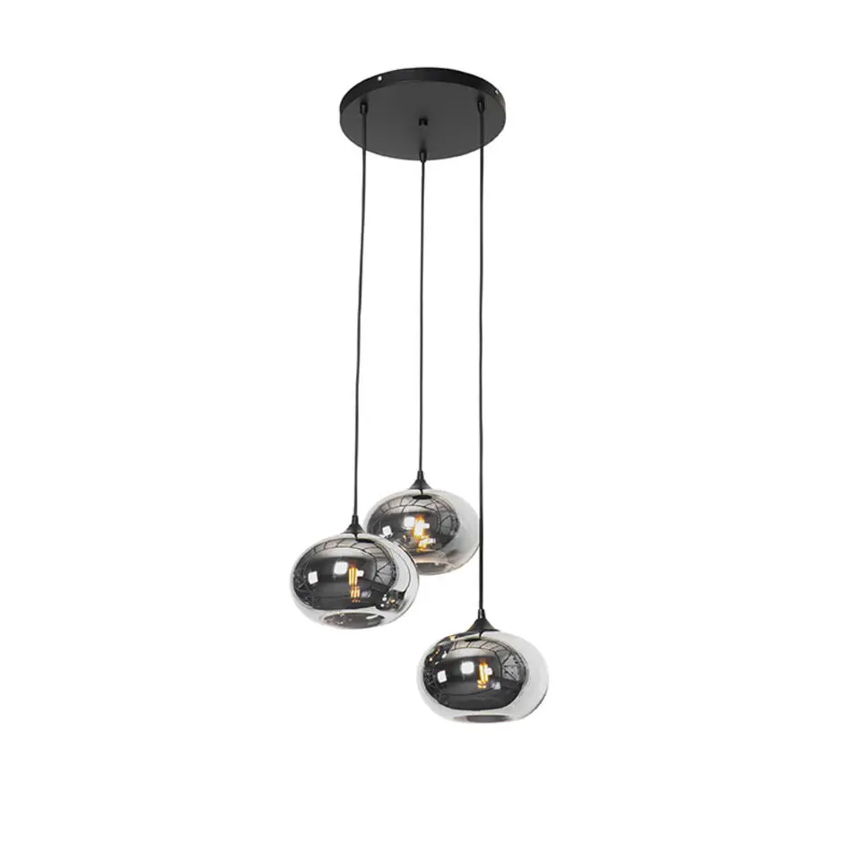 Qazqa hanglampen busa zwart e27