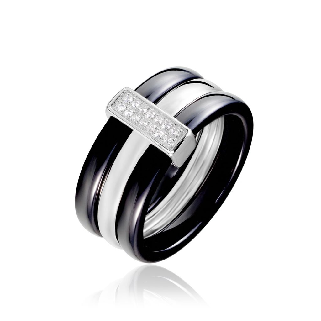 Bague Ceramik Design Argent Blanc Céramique Et Oxyde De Zirconium