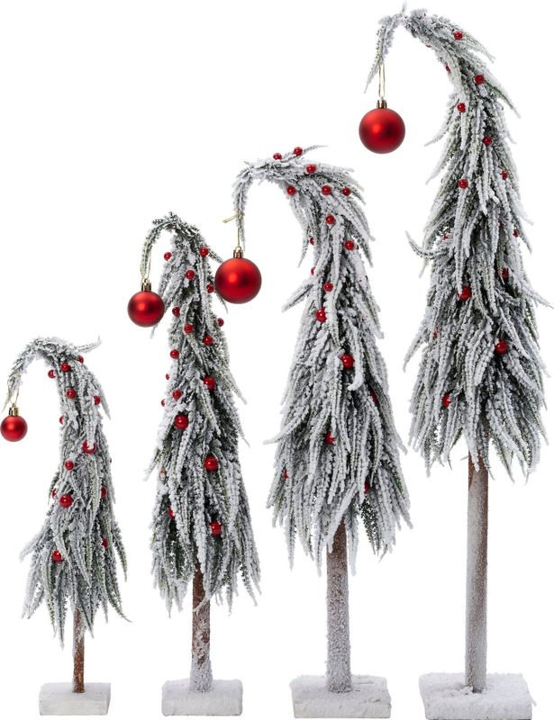 Intratuin - Decoratieboom Gnoom - Wit/Rood - D 18 H 70 cm - Kerstversiering