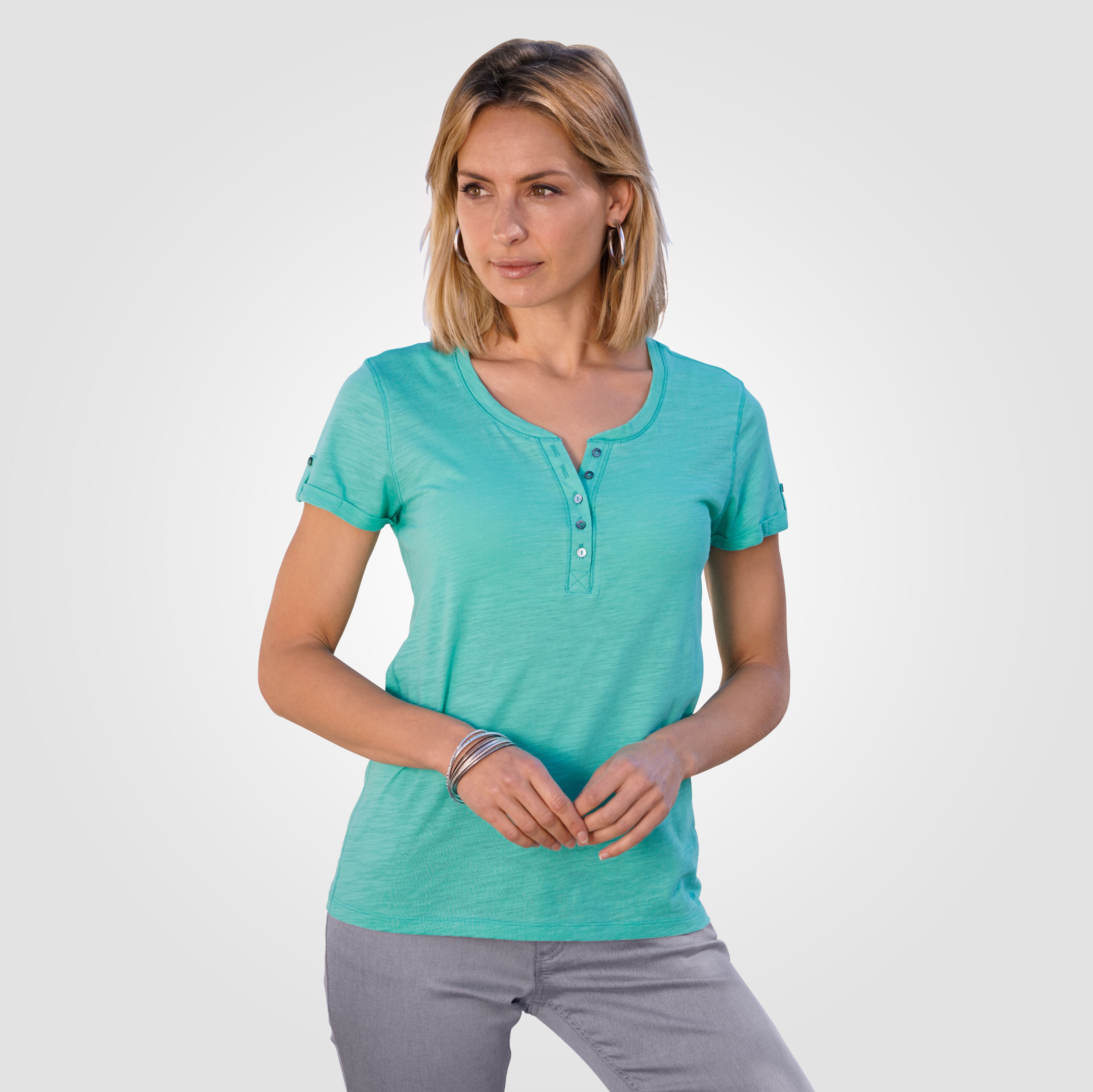 T-Shirt mit Knopfleiste