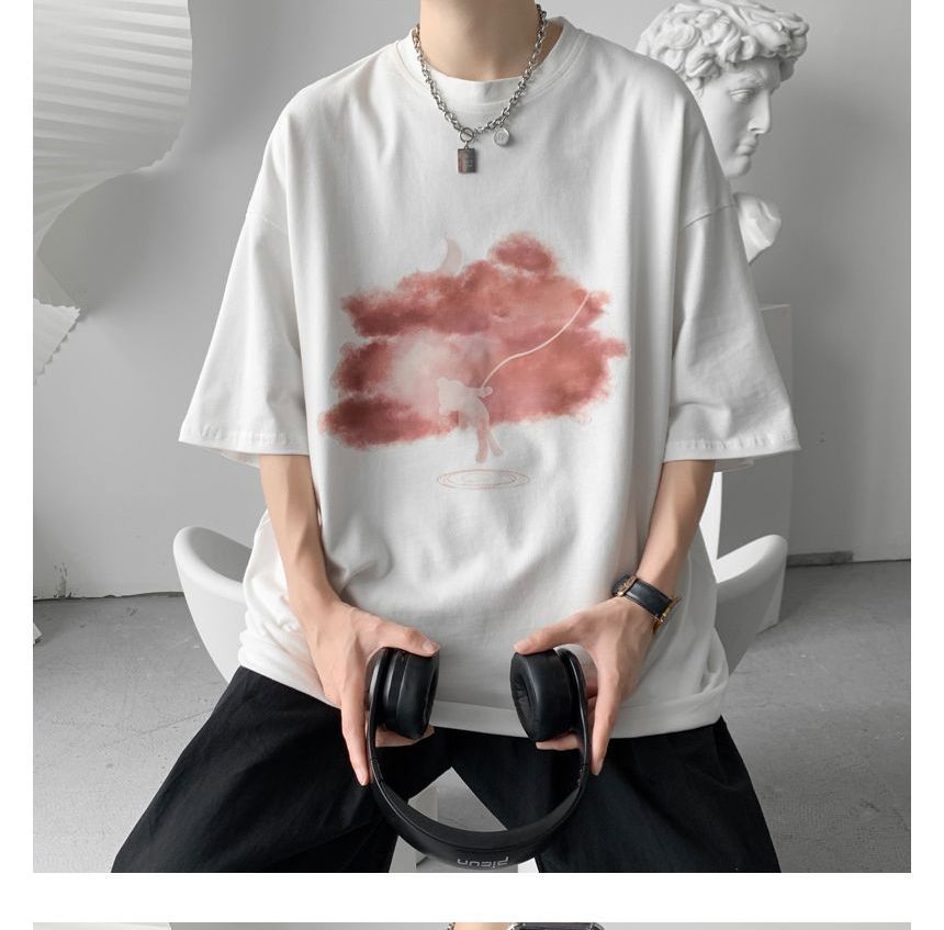 Wewewow - T-shirt met ronde hals en elleboogmouwen