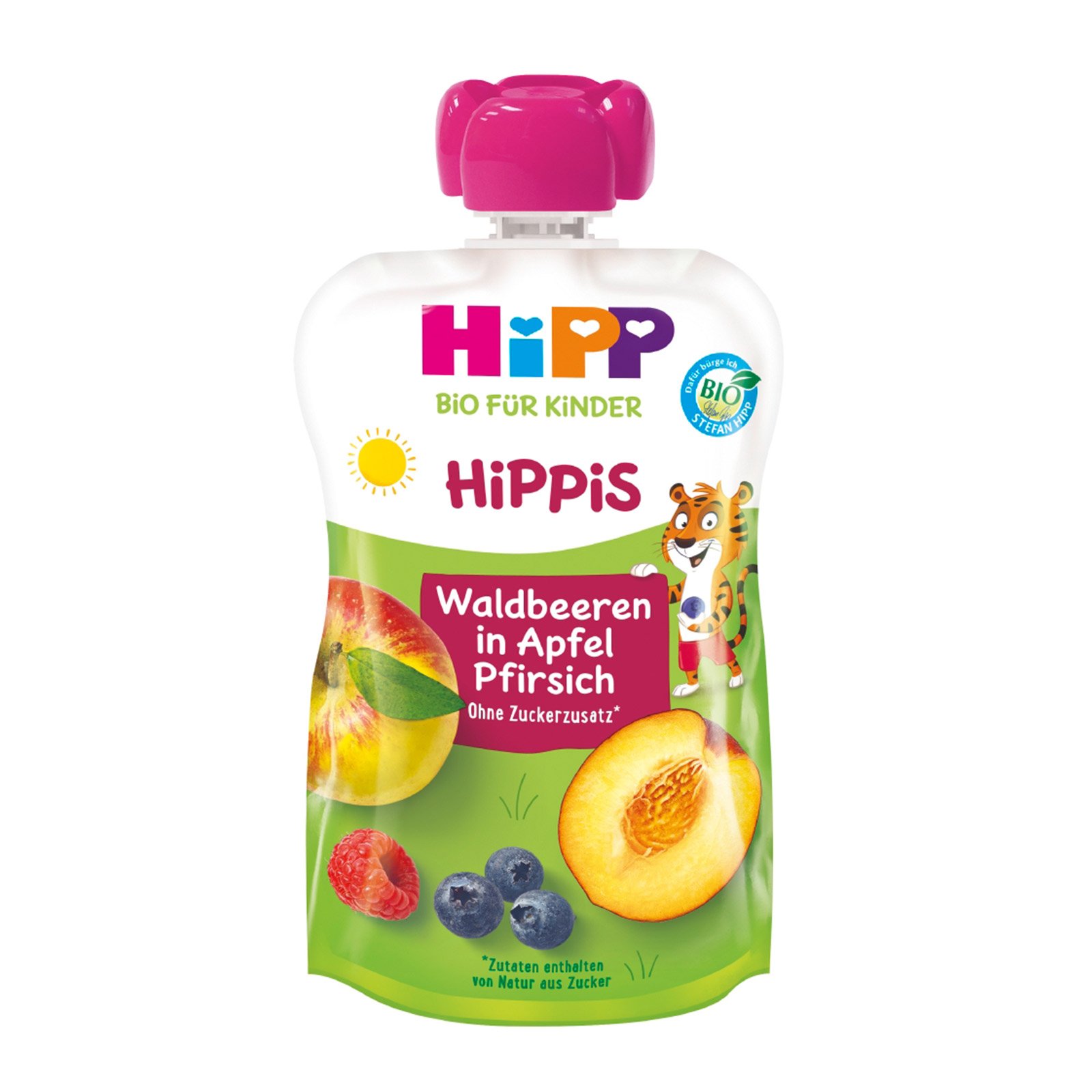 Hipp Hippis Waldbeeren in Apfel-Pfirsich
