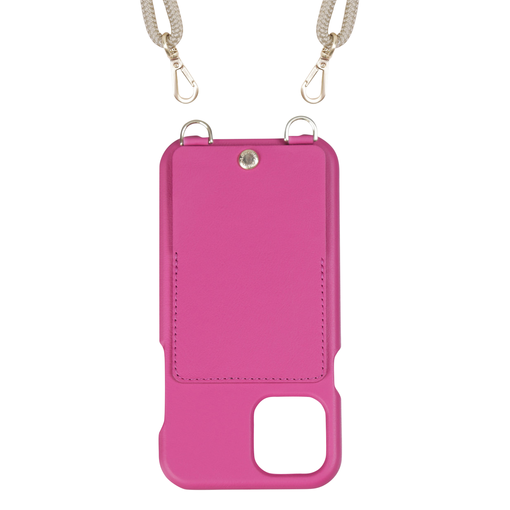 LOU - Etui pour iPhone avec pochette en cuir| Rose